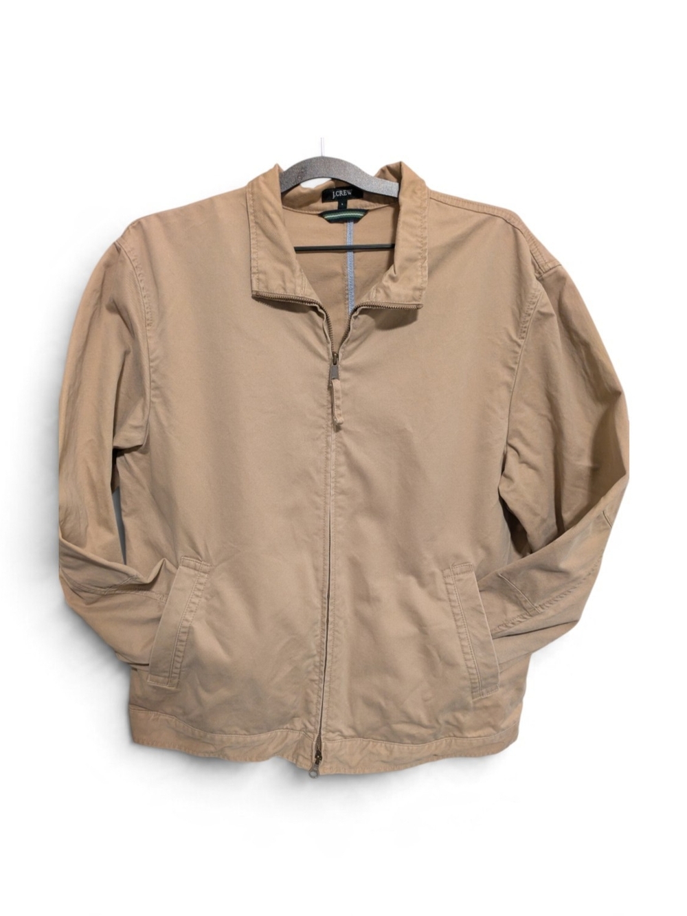 J.Crew Mens Full Zip Cotton Twill Harrington Jacket Tan Khaki Large